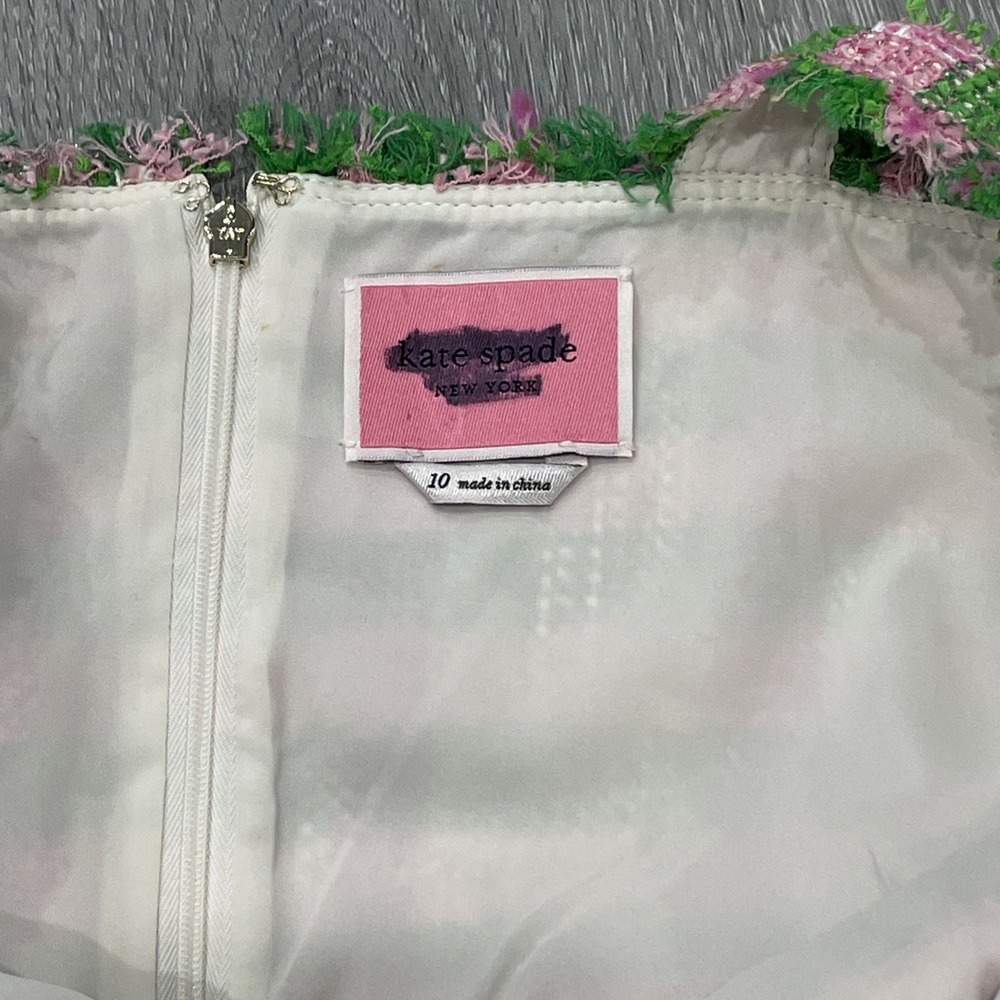 Kate Spade Plaid Tweed Sleeveless drop waist Dress Square Neck Pink Green Sz 10 - Picture 8 of 12